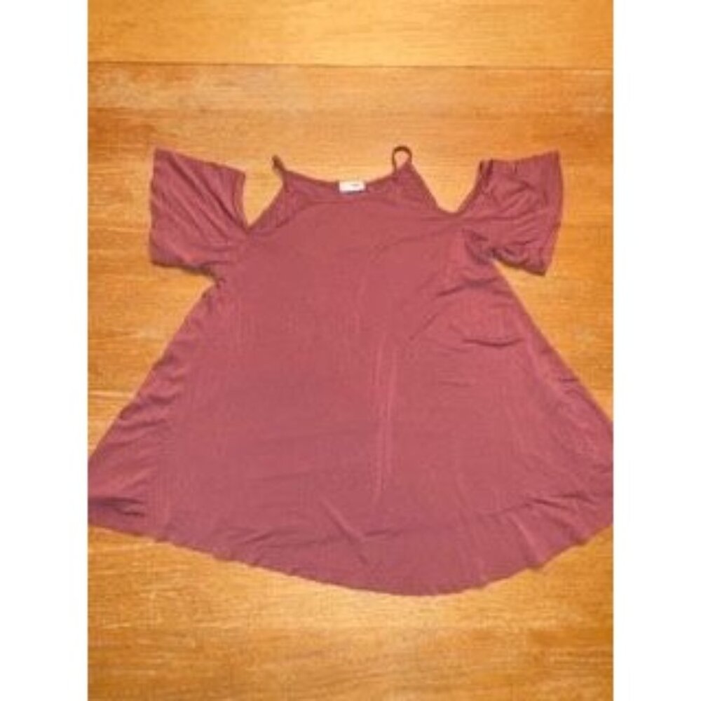 Garage Wine Color Cold Shoulder Blouse-XS